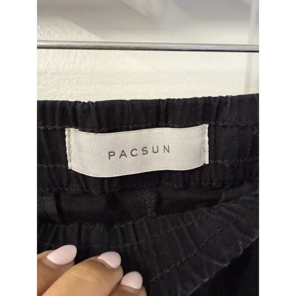 PacSun Men's Size‎ Medium Black Canvas Drawstring Cargo Pocket Elastic Waist - Picture 6 of 7